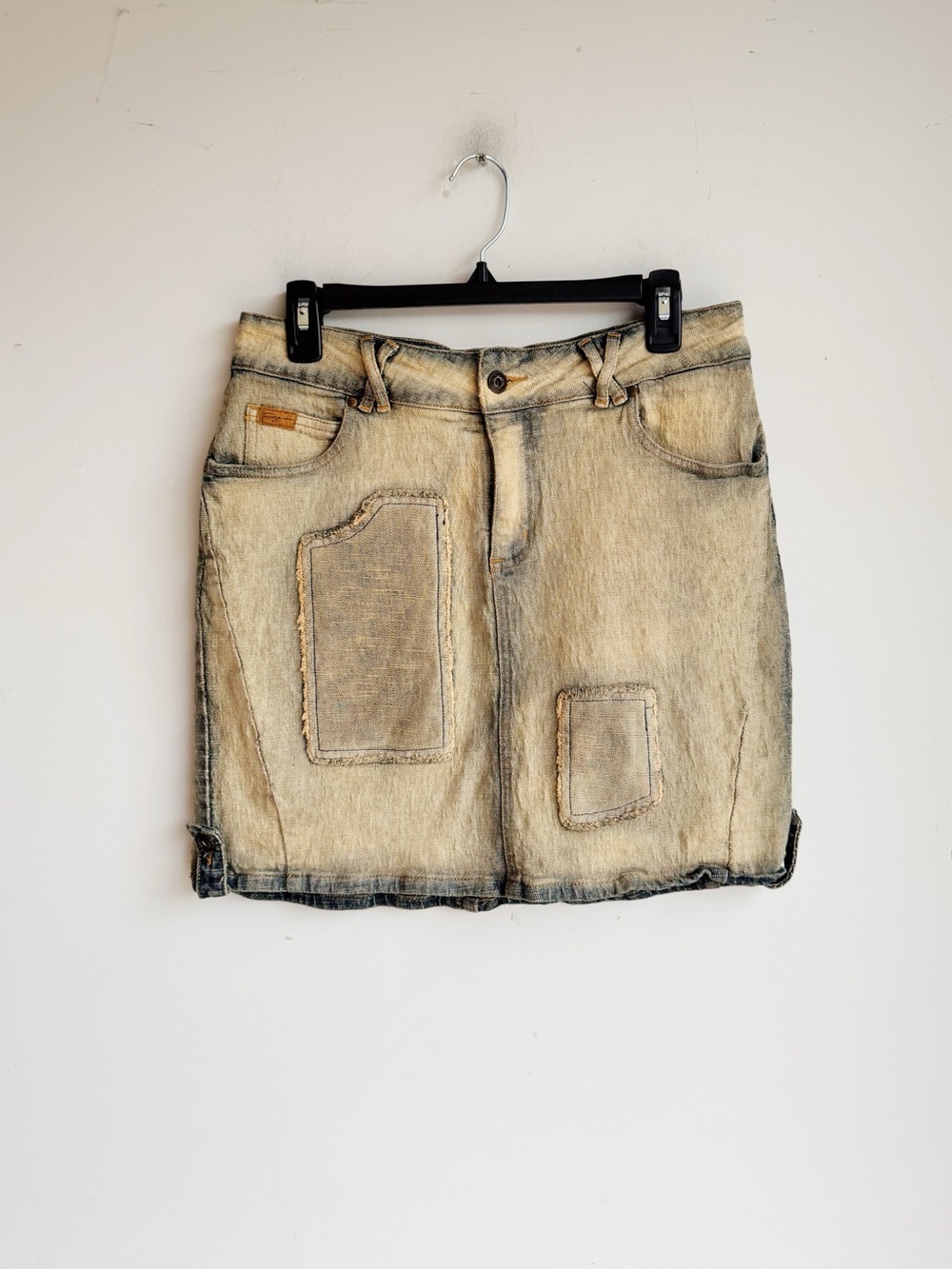 Vintage FUBU Denim Mini Skirt Acid Wash Low Rise Y2K Streetwear Size 11/12